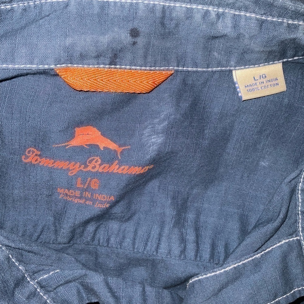 Men’s used Tommy Bahama denim relax button front shirt size L large Pre own item - Picture 3 of 4